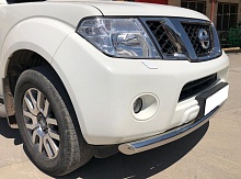 Защита переднего бампера d60 мм для Nissan Pathfinder III Рестайлинг