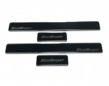 Накладки на пороги нержавеющая сталь под карбон 4шт. для Ford EcoSport II