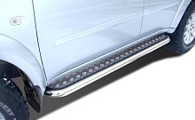 Пороги с накладным листом d60 мм для Mitsubishi Pajero Sport II