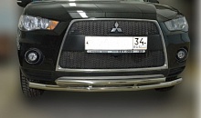 Защита переднего бампера двойная d60/42 мм для Mitsubishi Outlander II
