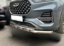 Защита переднего бампера двойная с перемычками d60/42 мм для Chery Tiggo 8 Pro
