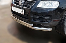 Защита переднего бампера двойная d76/60 мм для Volkswagen Touareg I