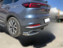 Защита заднего бампера угловая двойная d60/42 мм для Chery Tiggo 7 Pro I