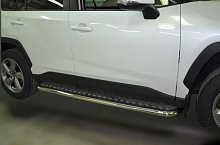 Пороги с накладным листом d53 мм для Toyota RAV4 V (XA50)