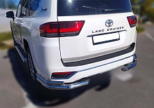 Защита заднего бампера угловая двойная d76/42 мм для Toyota Land Cruiser 300 Series