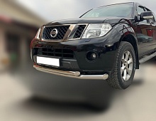 Защита переднего бампера двойная d76/60 мм для Nissan Navara (Frontier) III (D40)