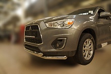 Защита переднего бампера двойная d60/42 мм для Mitsubishi ASX I Рестайлинг