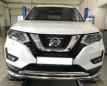 Защита переднего бампера двойная d60/42 мм для Nissan X-Trail III Рестайлинг