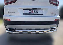 Защита заднего бампера двойная с перемычками d60/42 мм для Changan CS55 I