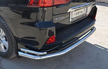 Защита заднего бампера угловая большая двойная d76/42 мм для Lexus LX III Рестайлинг 2