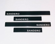 Накладки на пороги нержавеющая сталь под карбон 4шт. для Renault Sandero II