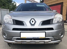 Защита переднего бампера с перемычками d60/60 мм для Renault Koleos I Рестайлинг