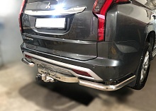 Защита заднего бампера угловая d60 мм для Mitsubishi Pajero Sport III Рестайлинг