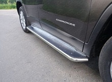 Пороги с площадкой (нерж. лист) 42,4 мм для Jeep Cherokee V (KL)