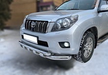 Защита переднего бампера двойная с перемычками d76/60 мм для Toyota Land Cruiser Prado 150 Series