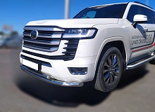 Защита переднего бампера двойная d60/42 мм для Toyota Land Cruiser 300 Series