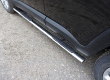 Пороги овальные с накладкой 75х42 мм для Jeep Renegade I Рестайлинг