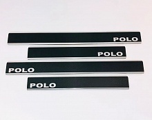 Накладки на пороги нержавеющая сталь под карбон 4шт. (с кузовом седан) для Volkswagen Polo VI