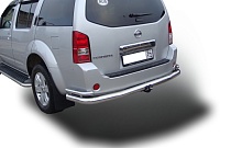 Защита заднего бампера угловая большая двойная d76/42 мм для Nissan Pathfinder III