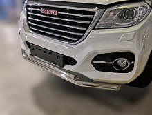 Защита переднего бампера двойная d60/42 мм для Haval H9 I Рестайлинг
