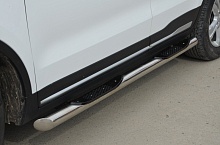 Пороги труба с проступью d76 мм для Geely Atlas I