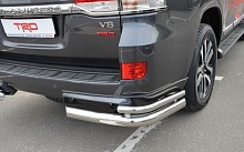 Защита заднего бампера угловая двойная d76/42 мм для Toyota Land Cruiser 200 Series Рестайлинг 2