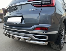 Защита заднего бампера двойная с перемычками d60/42 мм для Chery Tiggo 4 I Рестайлинг