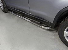 Пороги овальные гнутые с накладкой 75х42 мм для Mitsubishi ASX I Рестайлинг 3