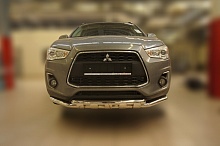 Защита переднего бампера двойная с декором d60/42 мм для Mitsubishi ASX I Рестайлинг