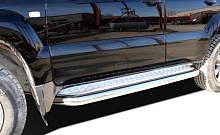 Пороги с накладным листом d76 мм для Toyota Land Cruiser Prado 120 Series