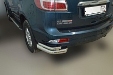 Защита заднего бампера угловая двойная d76/42 мм для Chevrolet TrailBlazer II