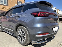 Защита заднего бампера угловая двойная d60/42 мм для Chery Tiggo 7 Pro I