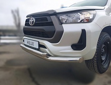 Защита переднего бампера двойная d76/60 мм для Toyota Hilux VIII Рестайлинг