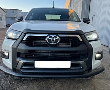 Защита переднего бампера двойная с покрытием "раптор" d76/60 мм для Toyota Hilux VIII Рестайлинг