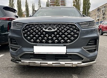 Защита переднего бампера двойная с перемычками d60/42 мм для Chery Tiggo 8 Pro