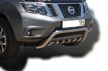 Защита переднего бампера низкая скоба+зубья d53/42 мм для Nissan Terrano III (D10)