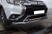 Защита переднего бампера двойная d60/42 мм для Mitsubishi Outlander III Рестайлинг 3