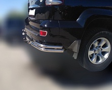 Защита заднего бампера угловая двойная под фаркоп d60/42 мм для Toyota Land Cruiser Prado 120 Series