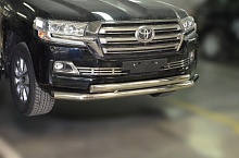 Защита переднего бампера двойная овал d76/75x42 мм для Toyota Land Cruiser 200 Series Рестайлинг 2