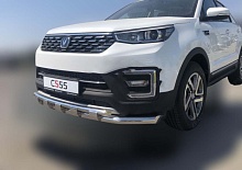 Защита переднего бампера двойная с перемычками d60/42 мм для Changan CS55 I