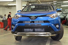 Защита переднего бампера двойная d60/42 мм для Toyota RAV4 IV (XA40) Рестайлинг