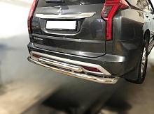 Защита заднего бампера двойная d60/42 мм для Mitsubishi Pajero Sport III Рестайлинг