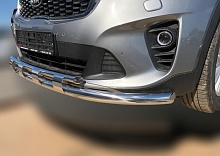 Защита переднего бампера двойная с перемычками d60/42 мм для Kia Sorento III Prime Рестайлинг