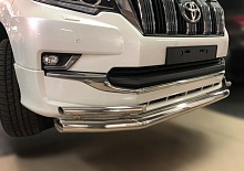 Защита переднего бампера двойная d76/42 мм для Toyota Land Cruiser Prado 150 Series Рестайлинг 2