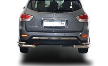 Защита заднего бампера угловая двойная d76/42 мм для Nissan Pathfinder IV