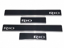 Накладки на пороги нержавеющая сталь под карбон 4шт. для Kia Rio III