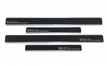 Накладки на пороги нержавеющая сталь под карбон 4шт. для LADA (ВАЗ) Vesta I