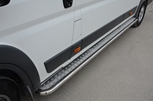 Пороги с накладным листом d53 мм для Peugeot Boxer II Рестайлинг