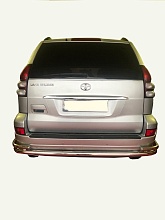 Защита заднего бампера угловая большая двойная d60/42 мм для Toyota Land Cruiser Prado 120 Series Рестайлинг