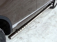 Пороги овальные с проступью 75х42 мм для Volkswagen Touareg II Рестайлинг